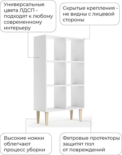 Изображение товара Стеллаж Monofix Одос Вертикальный 6 секций (белый)