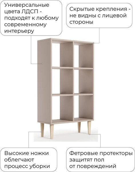 Изображение товара Стеллаж Monofix Одос Вертикальный 6 секций (капучино)