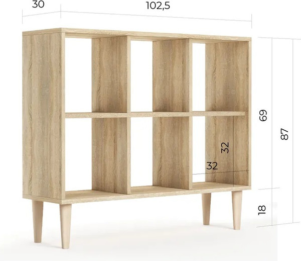 Изображение товара Стеллаж Monofix Одос Горизонтальный 6 секций (сонома)