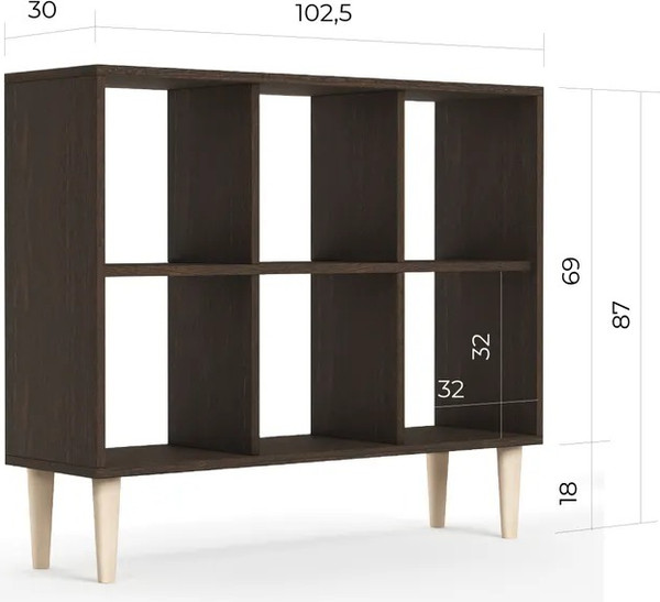 Изображение товара Стеллаж Monofix Одос Горизонтальный 6 секций (венге)