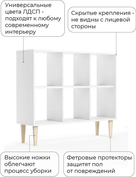 Изображение товара Стеллаж Monofix Одос Горизонтальный 6 секций (белый)