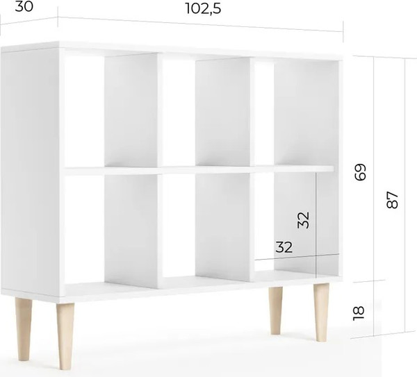 Изображение товара Стеллаж Monofix Одос Горизонтальный 6 секций (белый)