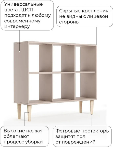 Изображение товара Стеллаж Monofix Одос Горизонтальный 6 секций (капучино)