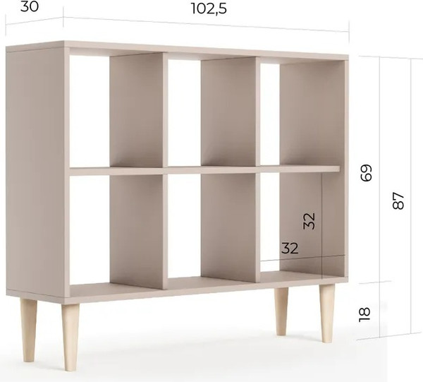 Изображение товара Стеллаж Monofix Одос Горизонтальный 6 секций (капучино)