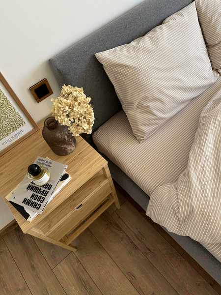 Изображение товара Комплект постельного белья Царство сновидений Вареный хлопок Бежевая Полоса Дуэт / 150-0136