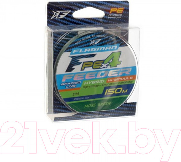 Изображение товара Леска плетеная Flagman Fishing PE Hybrid F4 Feeder 150m MossGreen 0.10мм. Max4.6кг / 29150-010