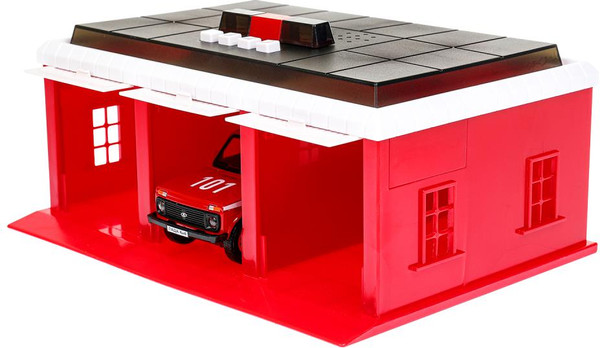 Изображение товара Гараж игрушечный Технопарк Пожарная Часть / GARAGE-22SL1XCAR-FIR