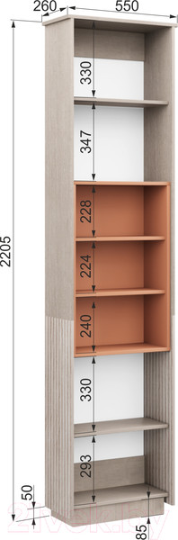 Изображение товара Шкаф-пенал Аквилон Муза №5.1 (тира/кадена вуд)