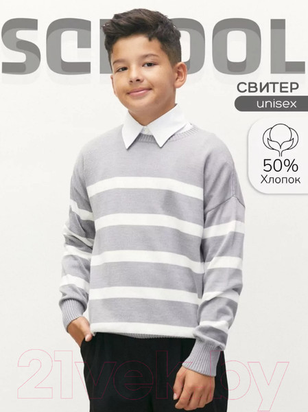 Изображение товара Джемпер детский Amarobaby Strip / AB-OD24-S26/11-134 (серый, р.134)