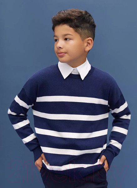 Изображение товара Джемпер детский Amarobaby Strip / AB-OD24-S26/20-128 (синий, р.128)