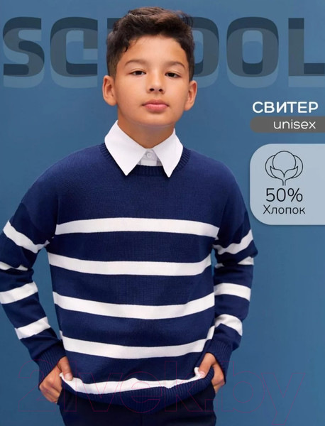 Изображение товара Джемпер детский Amarobaby Strip / AB-OD24-S26/20-140 (синий, р.140)