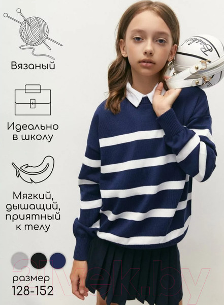 Изображение товара Джемпер детский Amarobaby Strip / AB-OD24-S26/20-140 (синий, р.140)