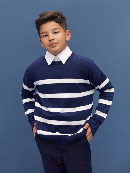 Изображение товара Джемпер детский Amarobaby Strip / AB-OD24-S26/20-146 (синий, р.146)