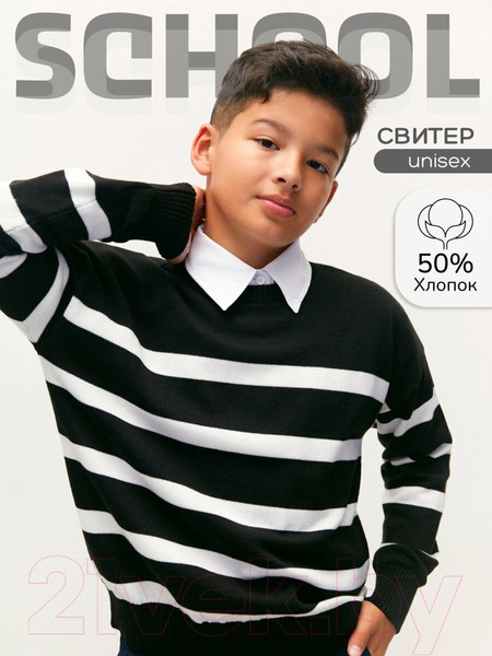 Изображение товара Джемпер детский Amarobaby Strip / AB-OD24-S26/09-128 (черный, р.128)