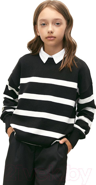 Изображение товара Джемпер детский Amarobaby Strip / AB-OD24-S26/09-140 (черный, р.140)