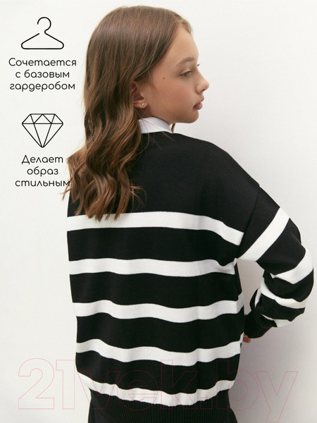 Изображение товара Джемпер детский Amarobaby Strip / AB-OD24-S26/09-152 (черный, р.152)