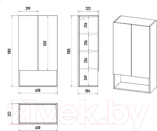 Изображение товара Шкаф для ванной Brevita Vega VEG-08060-011