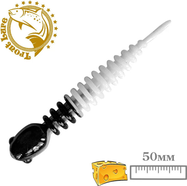 Изображение товара Мягкая приманка Sansan Trout Lure Golovastik 50 Сыр Col 13 / TLСG50C13 (12шт, White/Black)