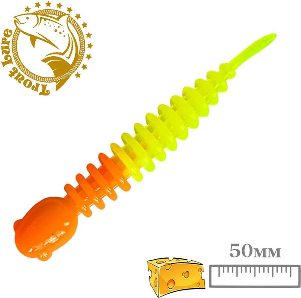 Изображение товара Мягкая приманка Sansan Trout Lure Golovastik 50 Сыр Col 22 / TLСG50C22 (12шт, Orange/Lemon)