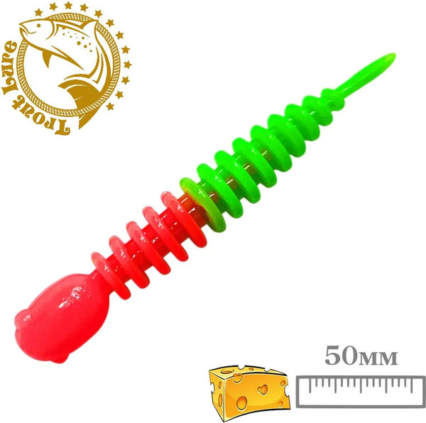 Изображение товара Мягкая приманка Sansan Trout Lure Golovastik 50 Сыр Col 32 / TLСG50C32 (12шт, Red/Green)