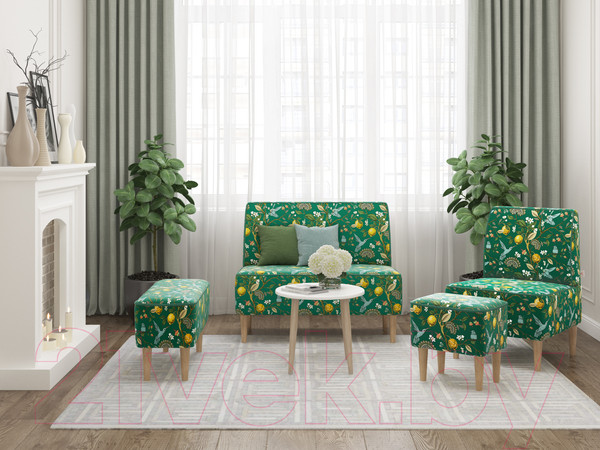 Изображение товара Кресло мягкое Monofix Одос Принт (лимон зеленый/микровелюр)