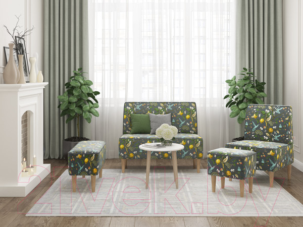 Изображение товара Кресло мягкое Monofix Одос Принт (лимон серый/микровелюр)