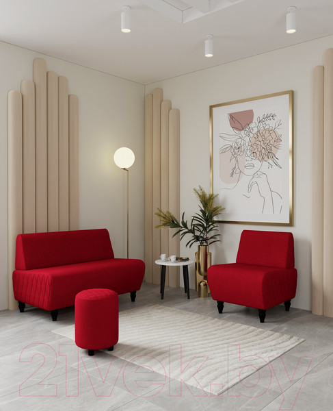 Изображение товара Кресло мягкое Monofix Буно (велюр/красный №36)