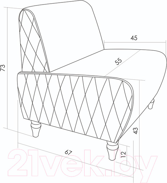 Изображение товара Кресло мягкое Monofix Буно (велюр/сиреневый №28)