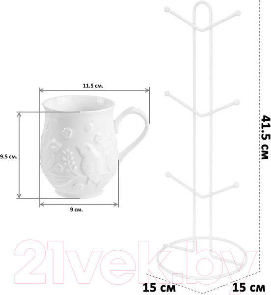 Изображение товара Набор кружек Elan Gallery Птички на ветке / 540787