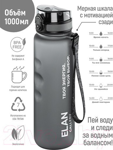 Изображение товара Бутылка для воды Elan Gallery Style Matte / 280207 (серый)