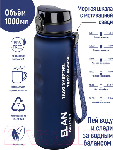 Изображение товара Бутылка для воды Elan Gallery Style Matte / 280209 (темно-синий)