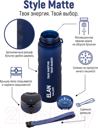 Изображение товара Бутылка для воды Elan Gallery Style Matte / 280209 (темно-синий)
