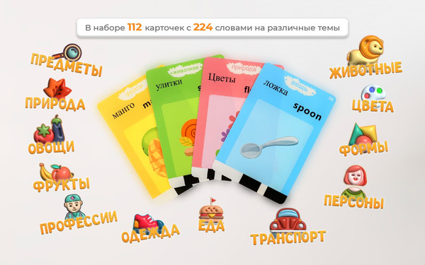 Изображение товара Развивающий игровой набор Windigo Для изучения английского языка / 9940540 (112шт, голубой)