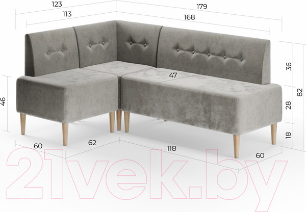 Изображение товара Уголок кухонный мягкий Monofix Четт (микровелюр/жемчуг №02)