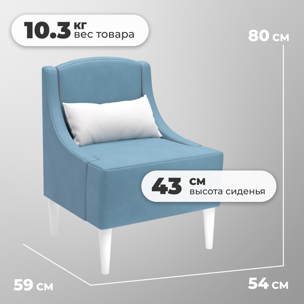 Изображение товара Кресло мягкое Monofix Лотти (велюр/серый/голубой №22)