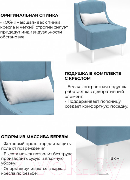 Изображение товара Кресло мягкое Monofix Лотти (велюр/серый/голубой №22)