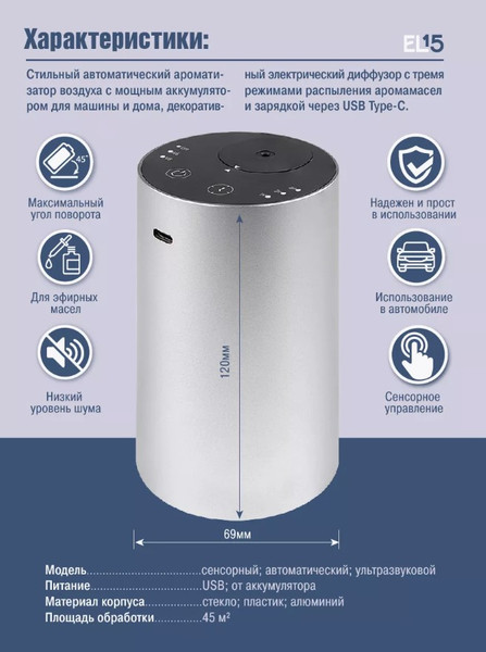 Изображение товара Автоматический освежитель воздуха EL15 PD001-1 (58083), (белый)