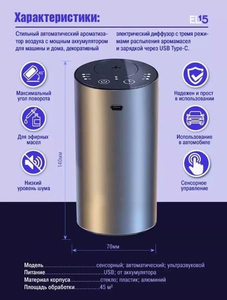 Изображение товара Автоматический освежитель воздуха EL15 PD003-2 (58088), (серый)