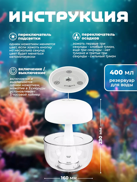 Изображение товара Ультразвуковой увлажнитель воздуха EL15 JH09-1white(57740)