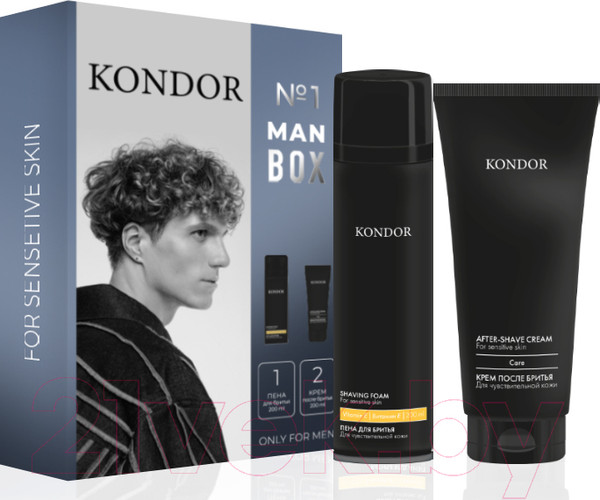 Изображение товара Набор косметики для бритья KONDOR Пена для бритья+Крем после бритья (200мл+200мл)