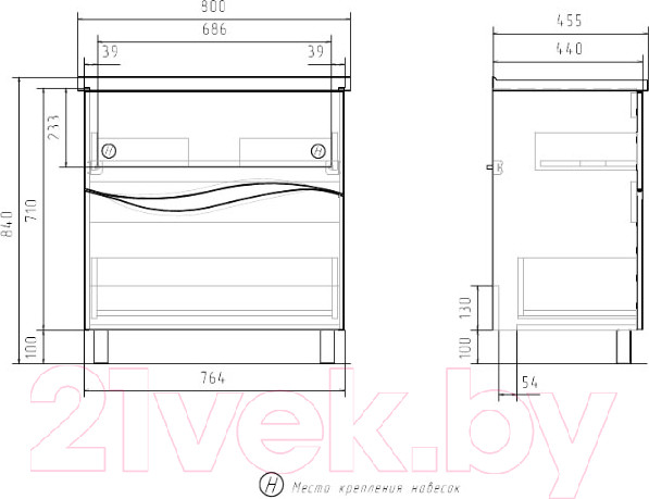 Изображение товара Тумба под умывальник Volna 80.2Y Миранда (напольная)