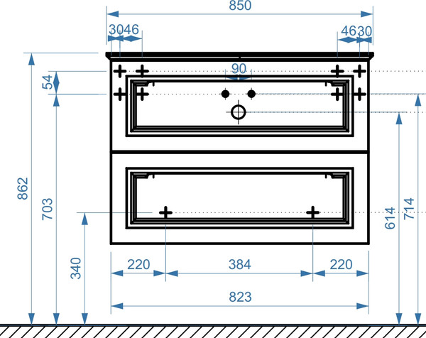 Изображение товара Тумба под умывальник Belux София НП 85-02 (1, белый глянцевый)