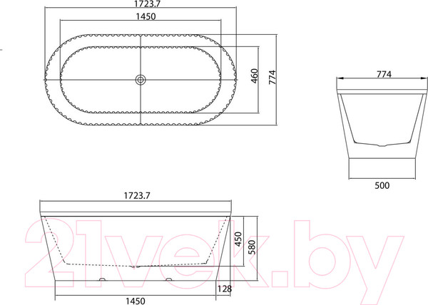 Изображение товара Ванна акриловая Grossman GR-27021MB Forta 170x75