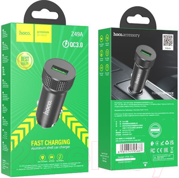 Изображение товара Зарядное устройство автомобильное Hoco Z49A (черный)