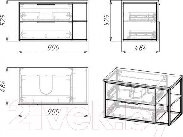 Изображение товара Тумба под умывальник Grossman Лофт 90 / 1090012