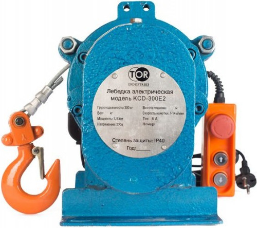 Изображение товара Лебедка электрическая TOR ЛЭК-300 E21 KCD 300кг 220 В с канатом 30 м (T) / 1026400