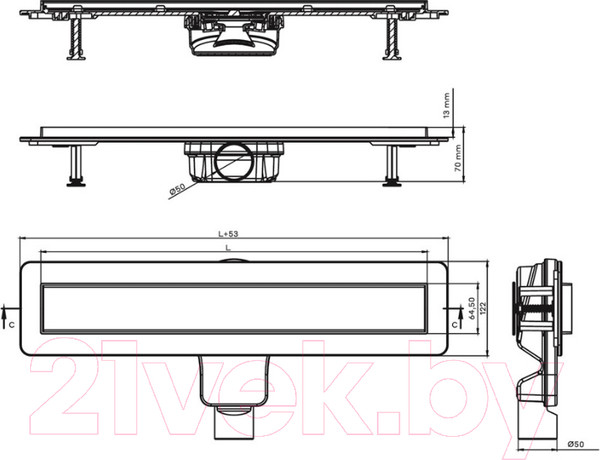 Изображение товара Трап для душа Berges Optim Line Plus 600 / 090516