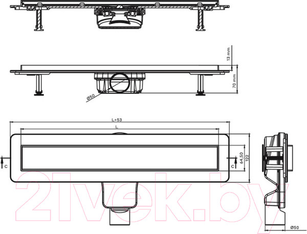 Изображение товара Трап для душа Berges Optim Line Black 600 / 095506