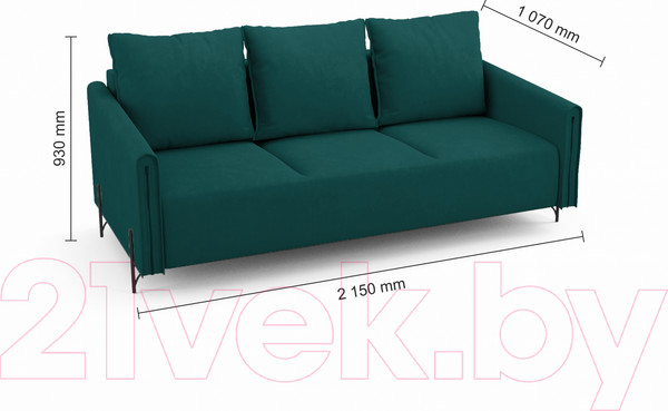 Изображение товара Диван Mio Tesoro Aspen НПБ (Velutto 20 бирюзовый)