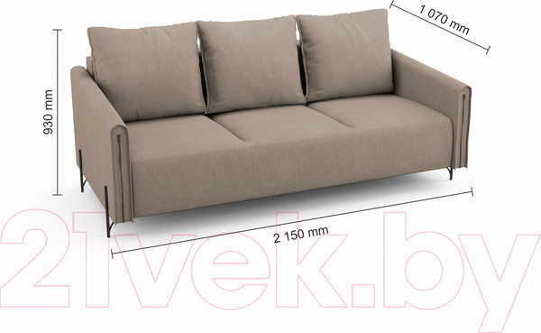 Изображение товара Диван Mio Tesoro Aspen НПБ  (Velutto 06 кремовый)